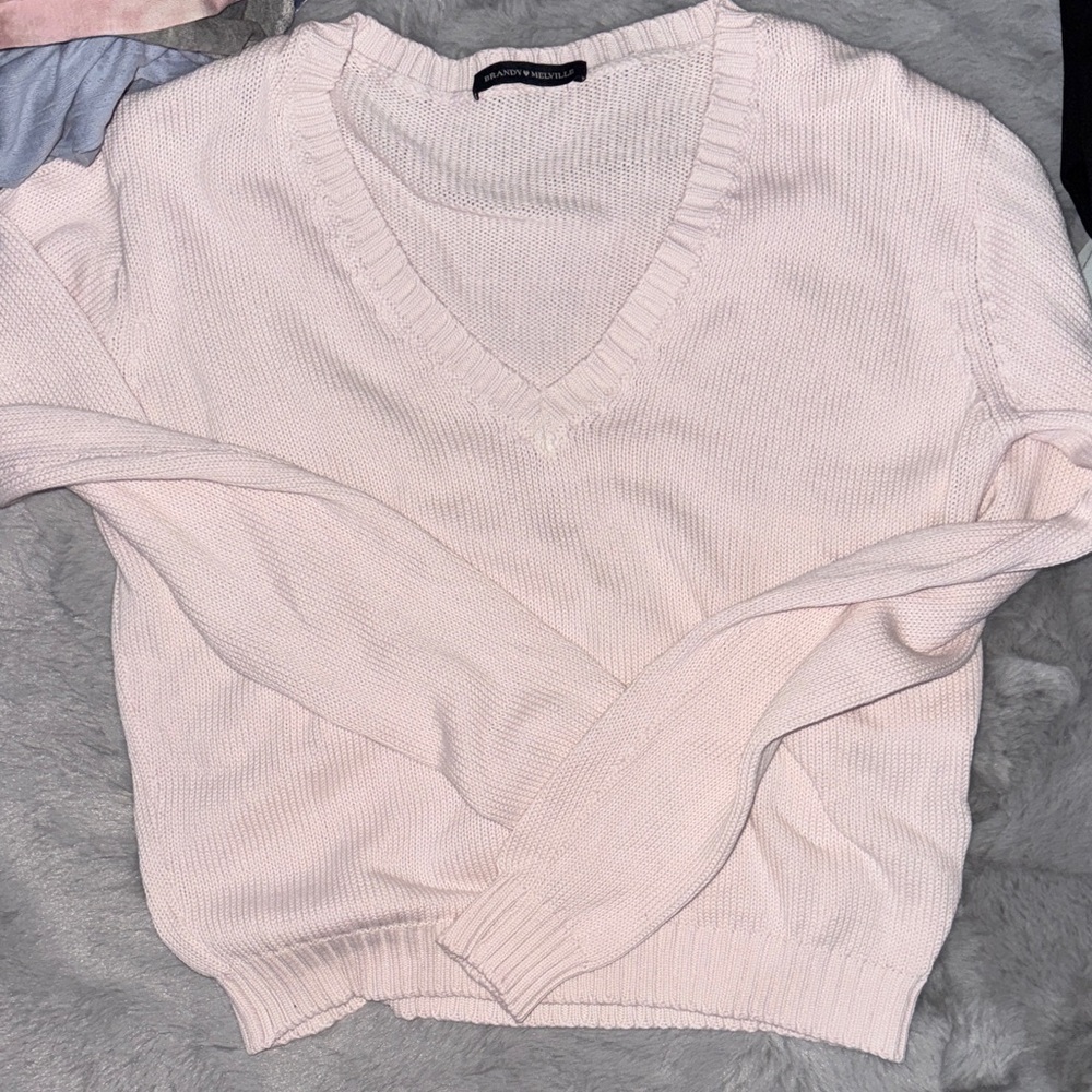 Brandy Melville Soft Pink V-Neck Sweater